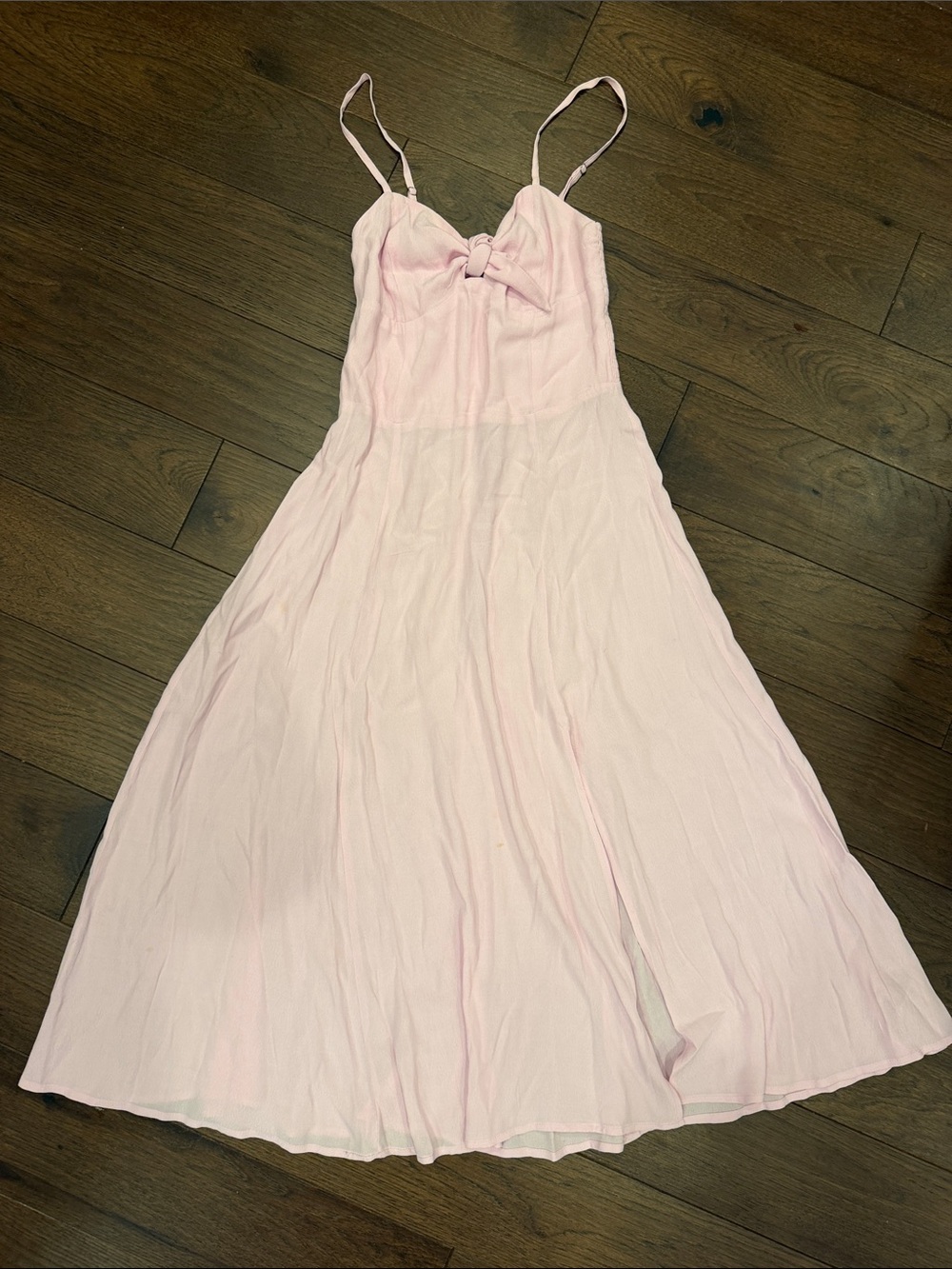 Yumi Kim Pink Tie Front Midi Dress Spaghetti Strap Size 2 - C61-11